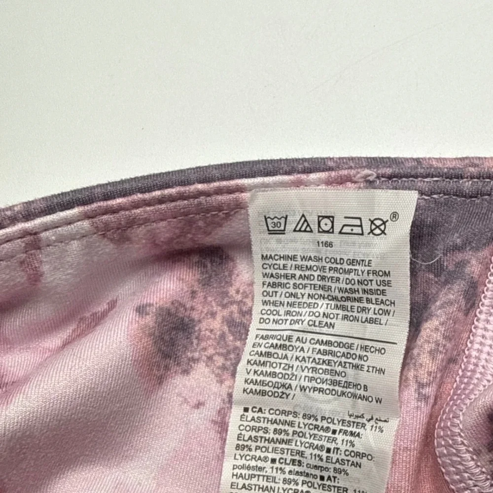 Athleta Girl High Rise Printed Chit Chat Tight Pink Grey Tie Dye Leggings M 8-10